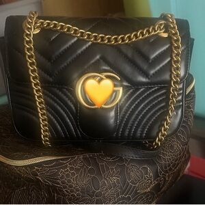 Black Quilted Leather Shoulder Bag